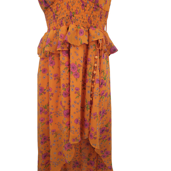 For Love & Lemons Women's Size Small Sleeveless Orange Floral Dress - Picture 6 of 11